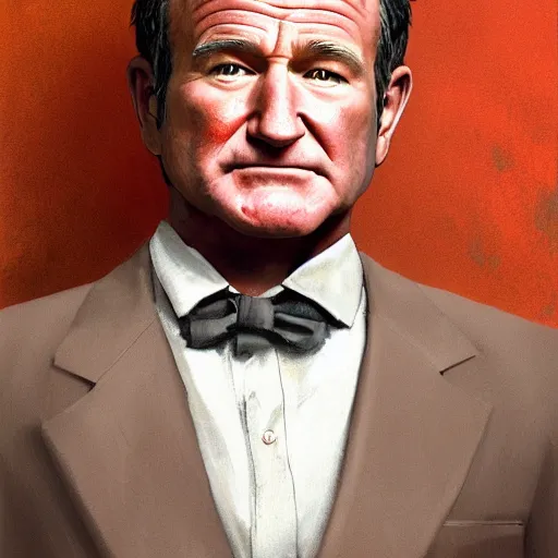 Image similar to Portrait of a Robin Williams in GTA V , art by Albert Bierstadt and James Gurney, highly detailed, digital painting, matte painting, concept art, illustration, oppressive lighting, trending on artstation, very detailed