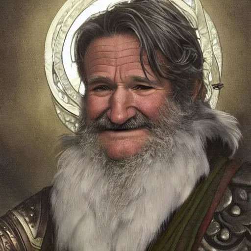 Prompt: an ultradetailed portrait of robin williams dressed as sheogorath, the elder scrolls, fantasy, intricate, elegant, highly detailed, digital painting, matte, sharp focus, illustration, art by john collier and albert aublet and krenz cushart and artem demura and alphonse mucha