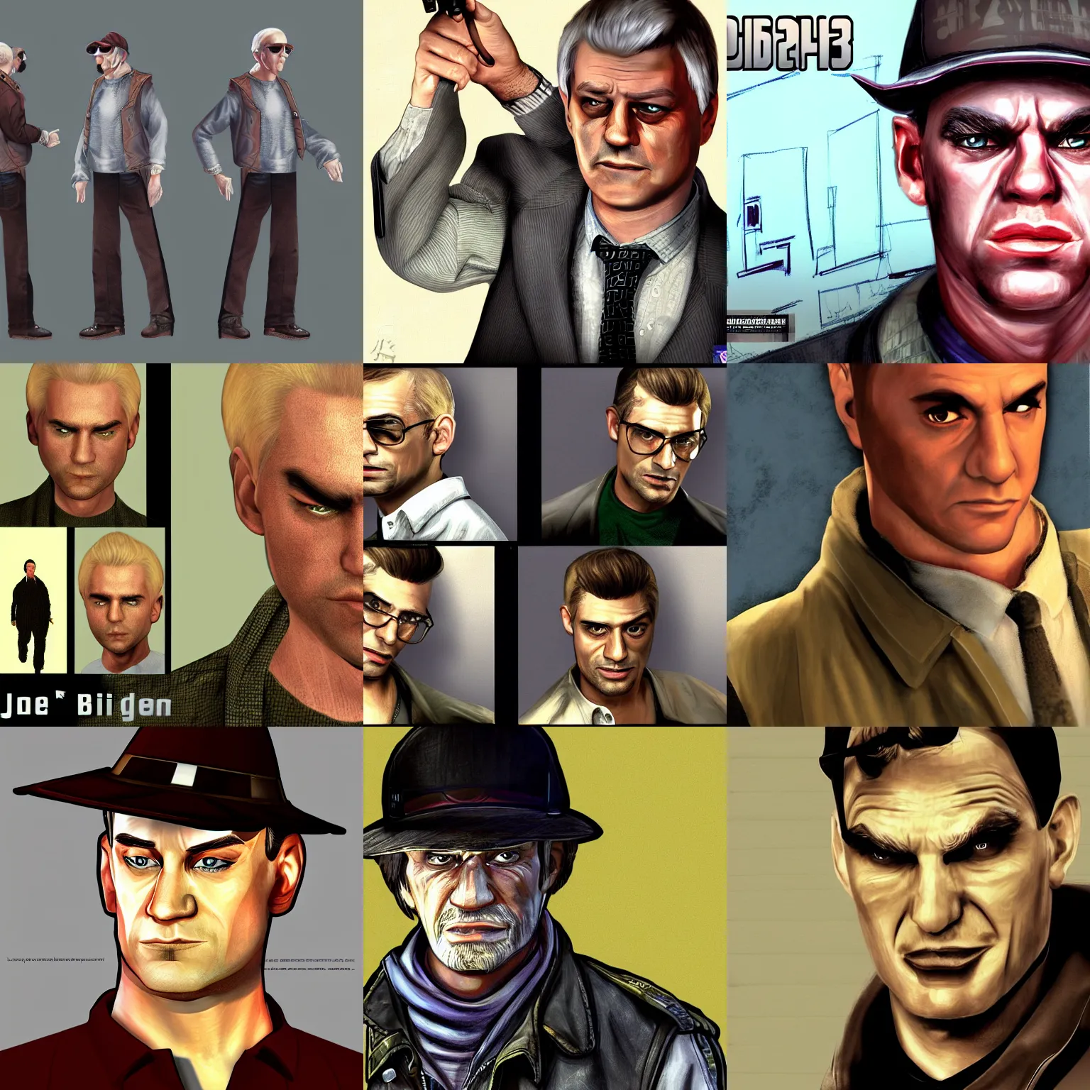 Prompt: joe bidden gta 3 character, joe bidden, concept art, playstation 2 graphics