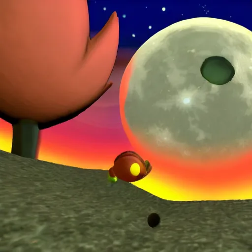 Prompt: majora's mask screenshot but the moon is peter griffin
