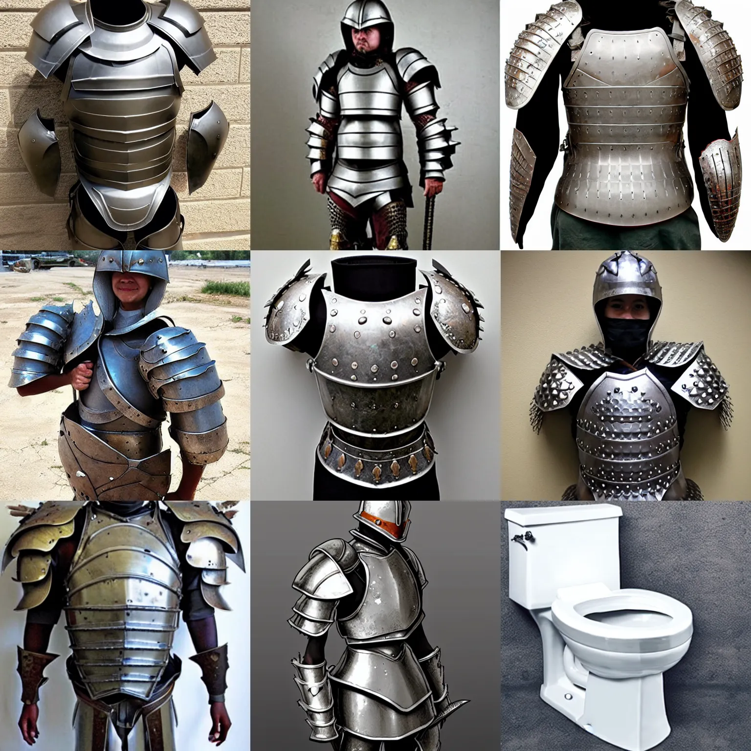 Prompt: toilet bowl armor