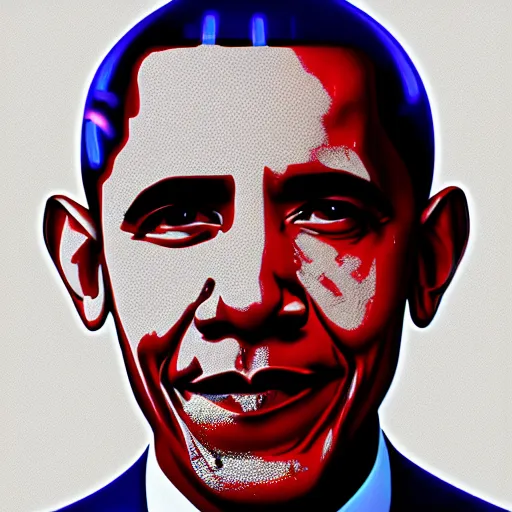 Image similar to barack obama as a cyborg portrait, digital art