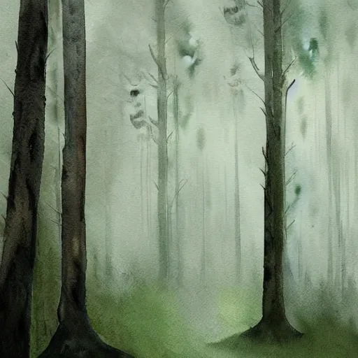 Image similar to watercolor foggy forrest