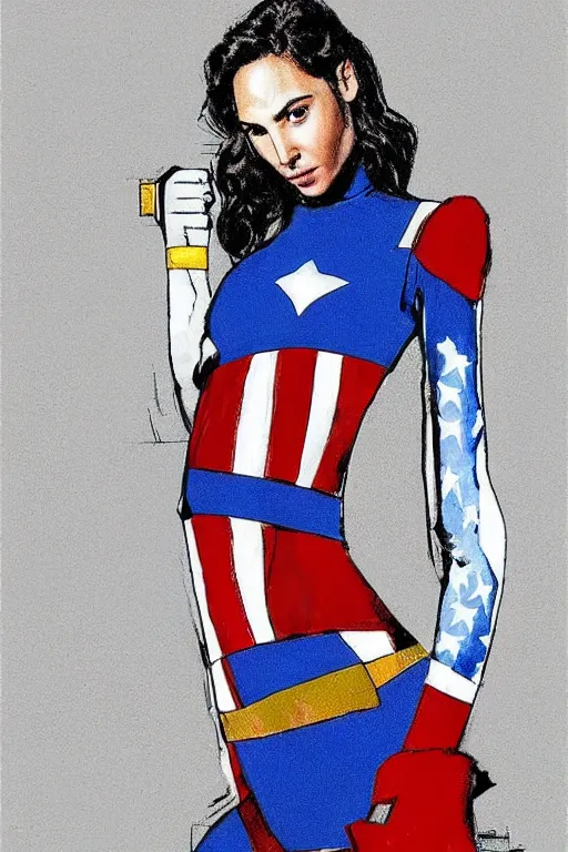 Prompt: gal gadot as captain america : : piet mondrian : : 1