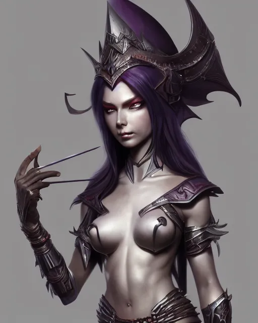 Image similar to dark elf princess, highly detailed, d & d, fantasy, highly detailed, digital painting, trending on artstation, concept art, sharp focus, illustration, global illumination, shaded, art by artgerm and greg rutkowski and fuji choko and viktoria gavrilenko and hoang lap