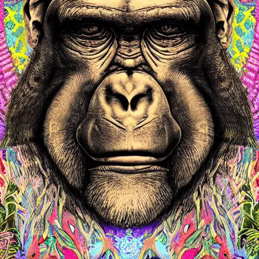 Image similar to stoned ape theory, psilocybin mushrooms, abstract, evolution