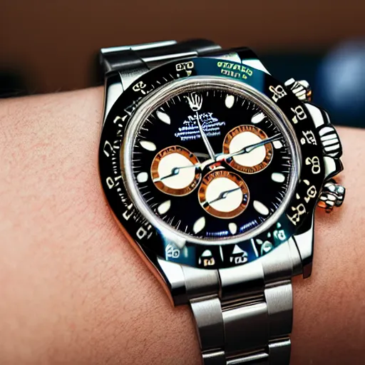 Prompt: a blurry picture of rolex cosmograph daytona