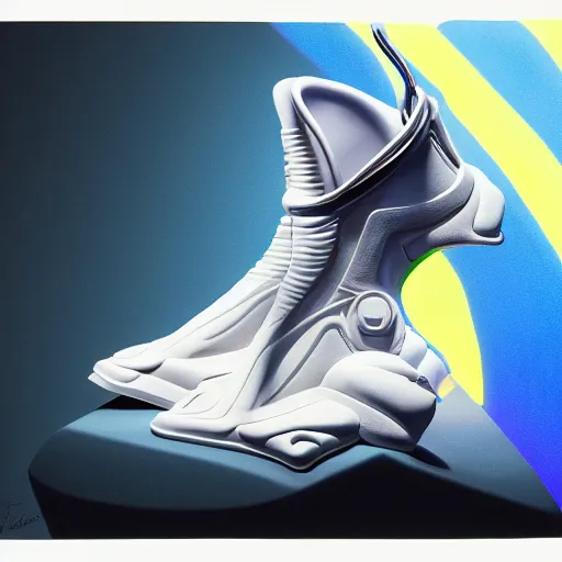 Image similar to futuristic balenciaga sneakers by james jean, subsurface scattering, highly detailed, rim light, art, cinematic lighting, very coherent, hyper realism, high detail, 8 k