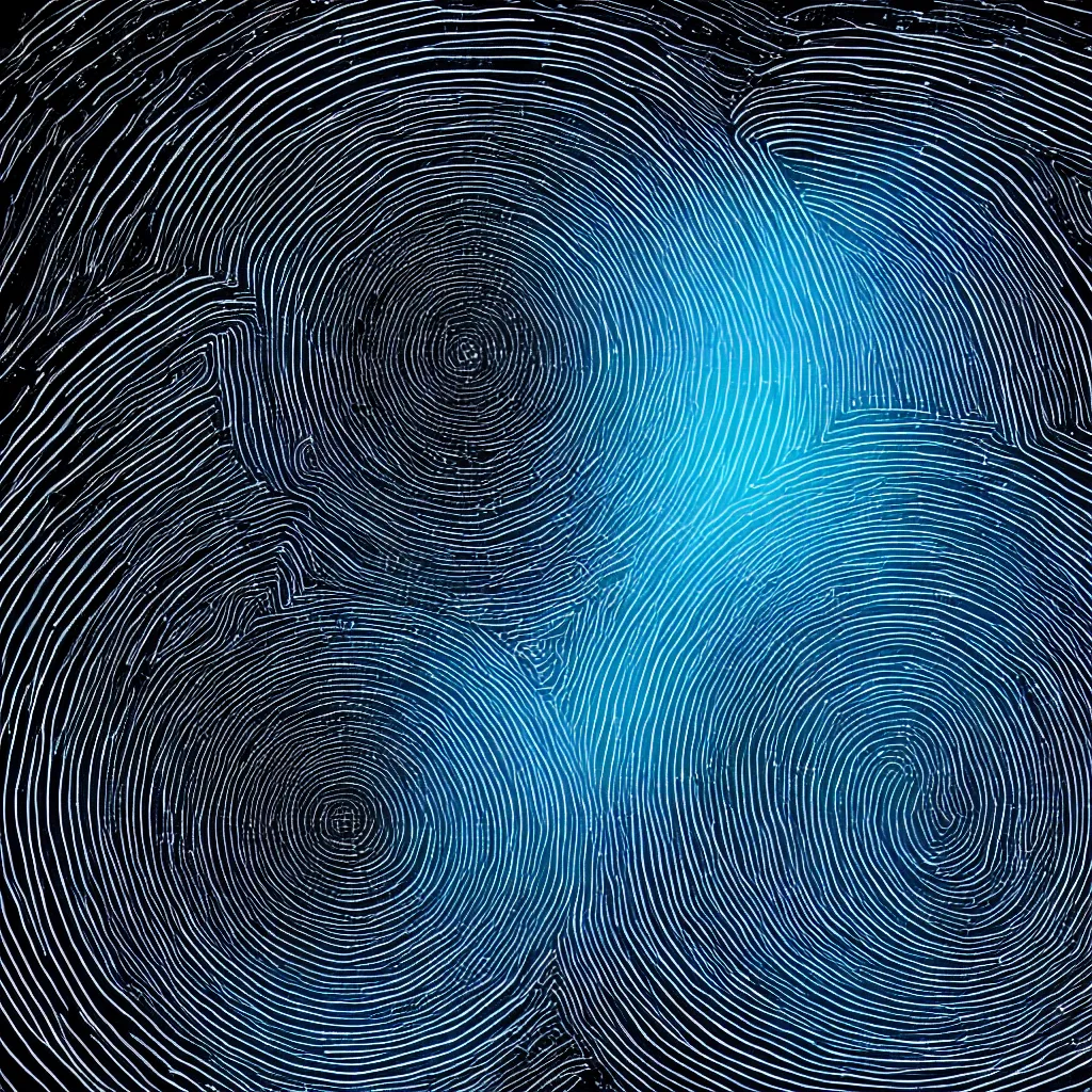 Prompt: black hole inside a circle space ship, glowing tiny blue lines