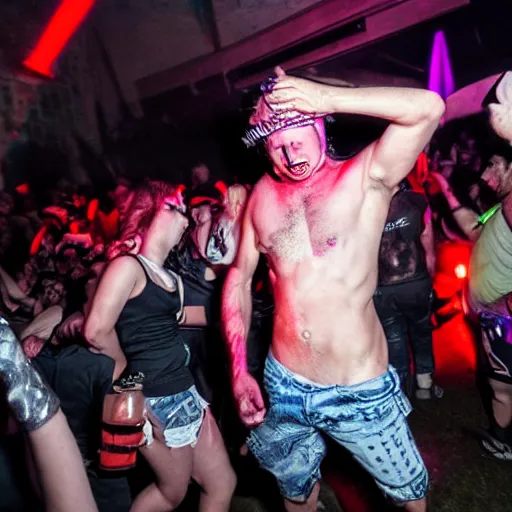 Prompt: fleshpound at a rave