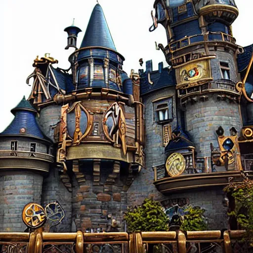 Image similar to steampunk disney castle