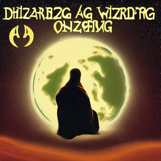 Image similar to Album cover of a Wizard pondering his orb