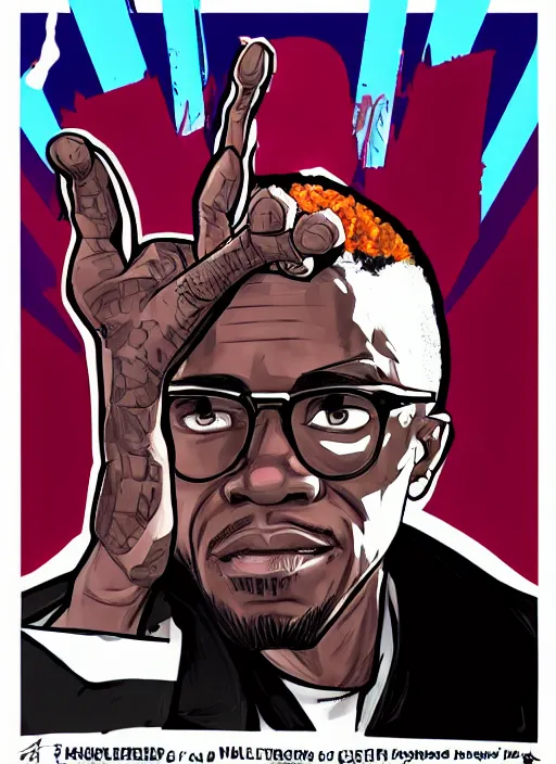 Image similar to malcolm x in the borderlands 3 style