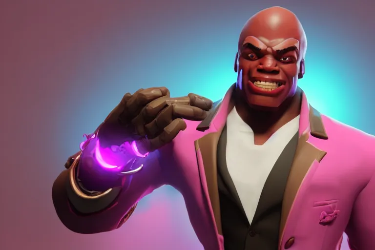 Image similar to doomfist, pink blazer, overwatch game, digital art, high detailed, unreal engine, artstation, 3 d render