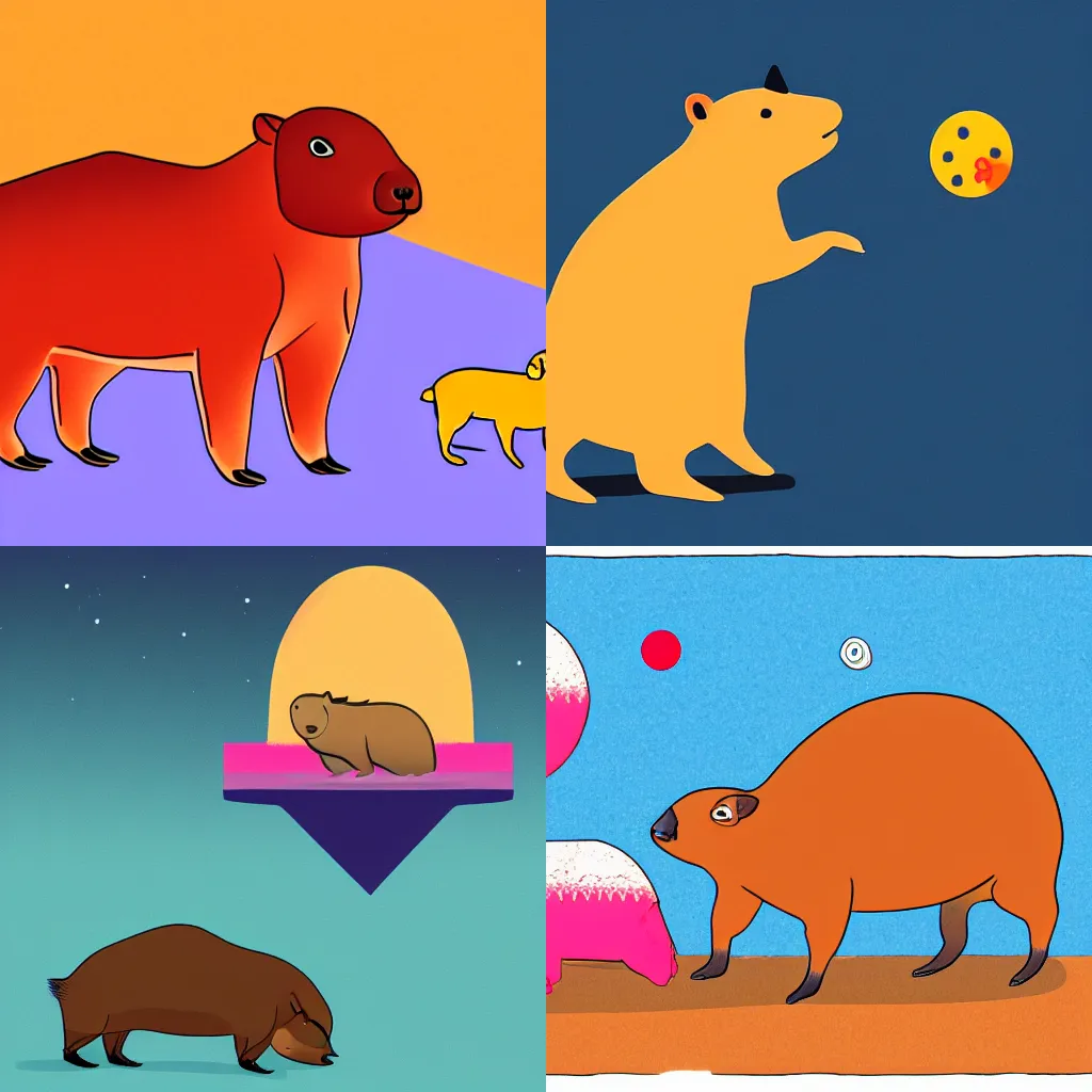 Image similar to A Capybara, Drawn By Kurzgesagt – In a Nutshell, 4K