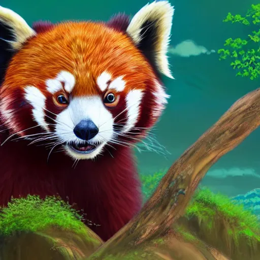 Prompt: highly detailed full body picture of a buddhist monk red panda in the style of Studio Ghibli, concept art, digital art, studio lightning, bright colors, intricate, masterpiece, photorealistic, hiperrealistic, sharp focus, high contrast, intricate, Artstation HQ, DeviantArt trending, 4k UHD, Unreal Engine 5