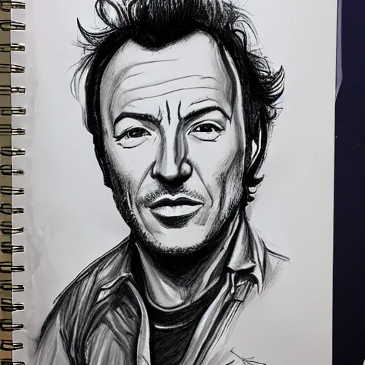 Prompt: bruce springsteen rough sketch by loish