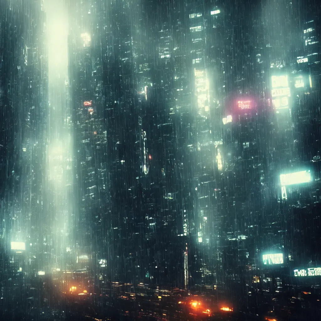 Prompt: blade runner style scenery in singapore in photorealistic detail hd 8 k