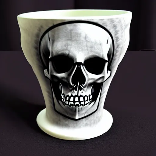 Image similar to a gothic style cup with a skeleton and the word'gamimg'on it