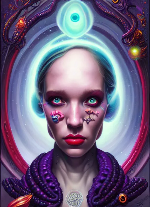 Prompt: cosmic lovecraft random portrait, pixar style, by tristan eaton stanley artgerm and tom bagshaw.