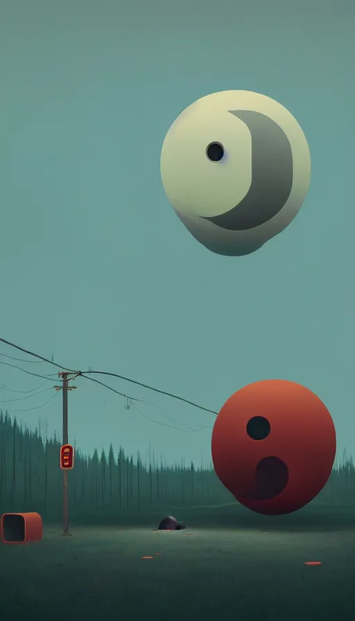 Image similar to Abstract representation of ying Yang concept, by simon stalenhag