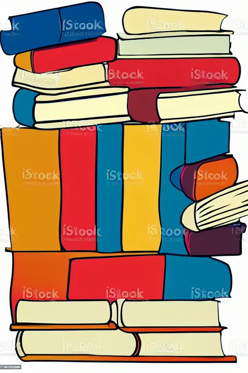 Image similar to books clean cel shaded vector art