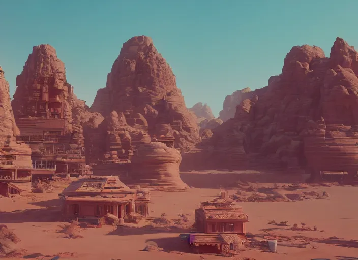 Image similar to a sandstone city in a desert. intricate artwork by Tooth Wu and wlop and beeple. octane render, hyper realism, 8k