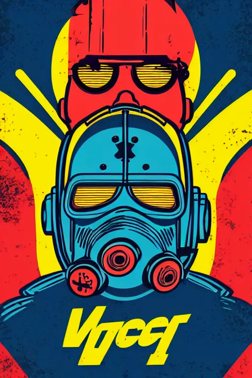 Image similar to fallout 7 6 retro futurist illustration art by butcher billy, sticker, colorful, illustration, highly detailed, simple, smooth and clean vector curves, no jagged lines, vector art, smooth andy warhol style