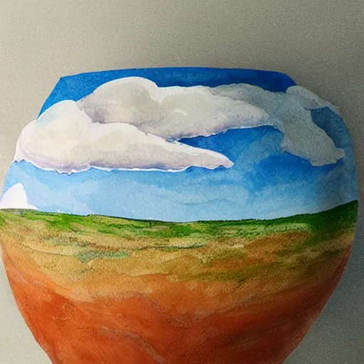 Image similar to impasto neolithic cavepainting terracotta vase greek art watercolors digital 2d vector anime art subterranean airy fresh clouds beautiful droning paintdripping extremely detailed blur