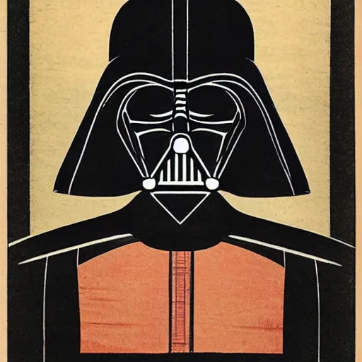 Image similar to darth vader in the style of ancient japanese paintings