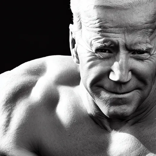 Prompt: very muscular joe biden, 8k, black and white photo, professional photography