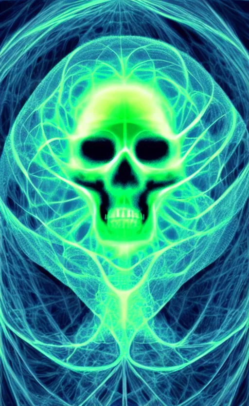 Prompt: skull made of Fractal flame