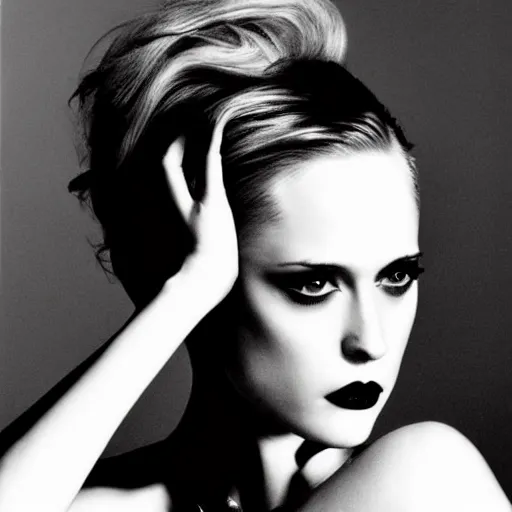 Image similar to Evan Rachel Wood, art photography by Helmut Newton