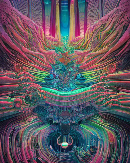 Image similar to acid trip melted smiling. intricate abstract. intricate artwork. by tooth wu, wlop, beeple, dan mumford. mulholland drive by david lynch, dune by david lynch, octane render, trending on artstation, greg rutkowski very coherent symmetrical artwork. cinematic, hyper realism, high detail, octane render, 8 k, iridescent accents