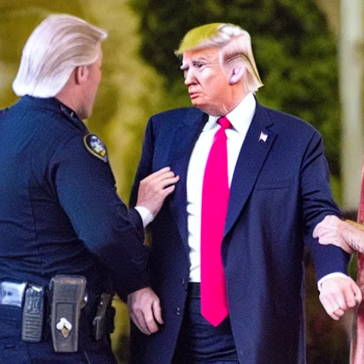 Image similar to Newscast still of Donald Trump being handcuffed and arrested at mar-a-lago