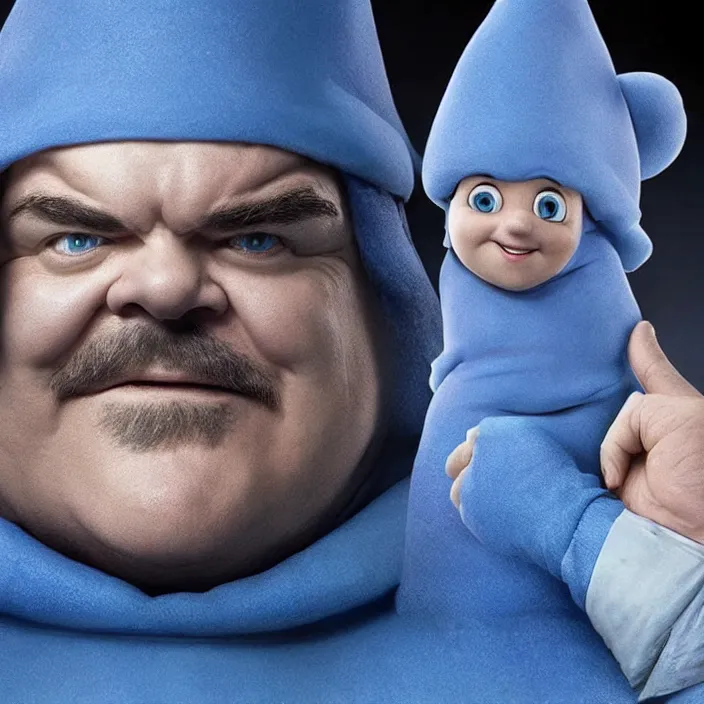 Prompt: jack black as papa smurf live action movie, 8 k,