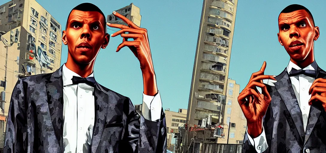 Image similar to Stromae in GTA V loading screen by Stephen Bliss