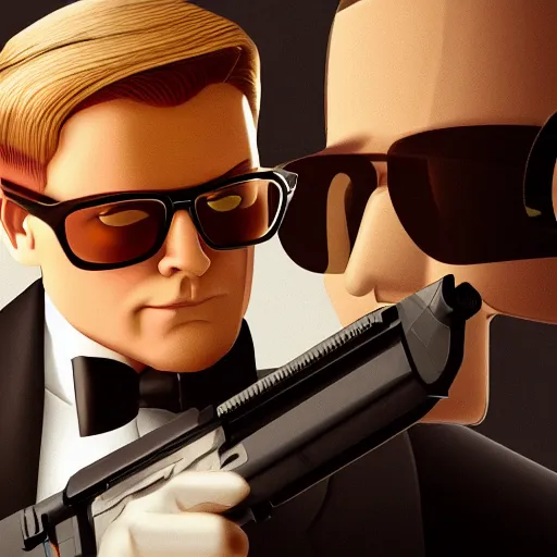 Prompt: kingsman the secret service agents cartoon style octane rendered