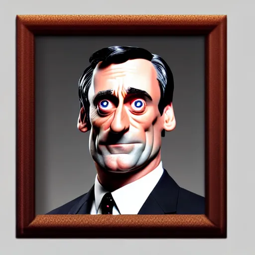 Image similar to uhd bust of john hamm composed of ham and eggs. correct face.