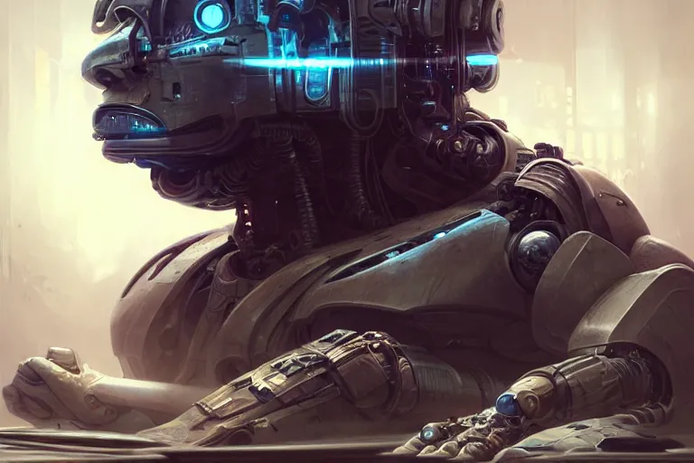 Image similar to Ultra realistic illustration, beautiful alluring damaged combat cyborg sitting on the floor of a smoldering crashed spaceship while being put back together in an super advanced military medical bay, cyberpunk, sci-fi, fantasy, intricate, elegant, highly detailed, digital painting, artstation, concept art, smooth, sharp focus, illustration, art by artgerm and greg rutkowski and alphonse mucha