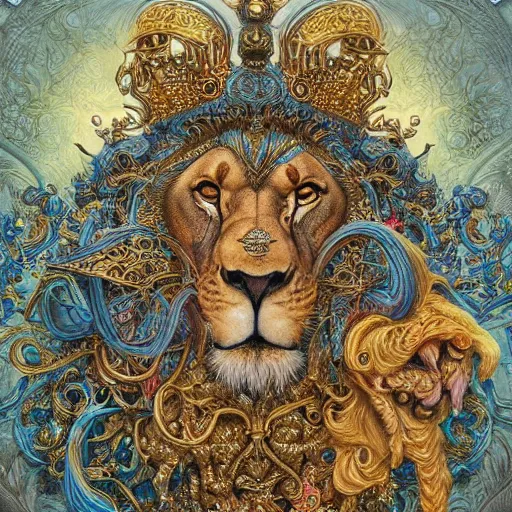 Image similar to lion birthday, insanely detailed and intricate, hypermaximalist, elegant, ornate, luxury, elite, james jean, brian froud,