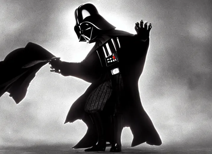 Image similar to film still of Darth Vader dancing as Beast in Beauty and the Beast,