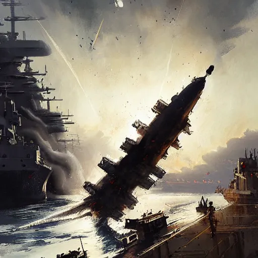 Image similar to united kingdom navy exploding by greg rutkowski