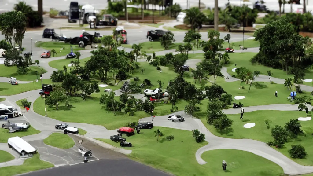 Prompt: police raid on a florida golf course extendable anise diorama