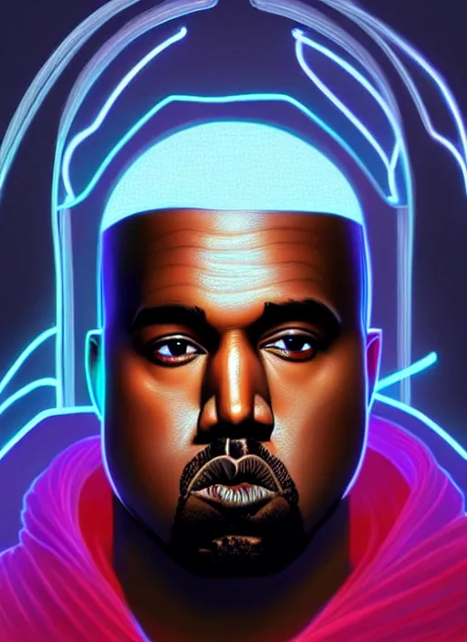 Prompt: symmetry!! portrait of kanye west, sci - fi, tech wear, glowing lights!! intricate, elegant, highly detailed, digital painting, artstation, concept art, smooth, sharp focus, illustration, art by artgerm and greg rutkowski and alphonse mucha