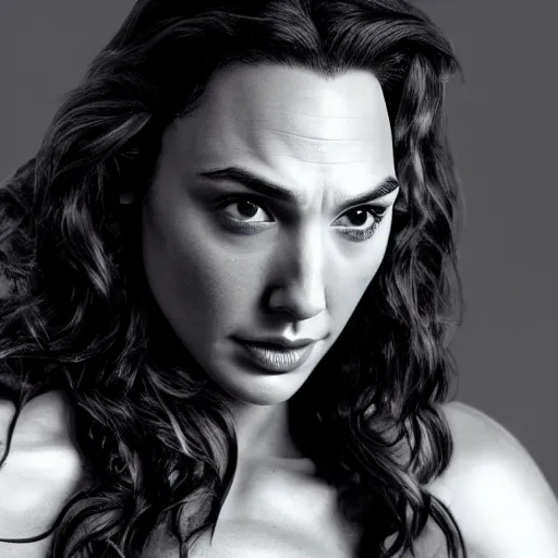 Image similar to an potrait of gal gadot play Man of Steel replacing Henry Cavill, photorealistic, high detail, photo studio, testing custom, full body shot 4k