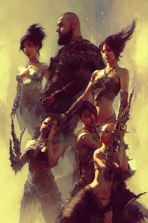 Image similar to jinjer band portrait dnd, painting by gaston bussiere, craig mullins, greg rutkowski, yoji shinkawa