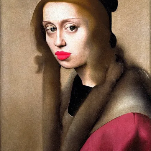 Prompt: portrait of Miley Cyrus, Johannes Vermeer, beautiful, high resolution,