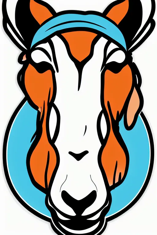 Image similar to A portrait of a goat wearing a sweatband, sticker, colorful, illustration, highly detailed, smooth and clean vector curves, no jagged lines, vector art, smooth