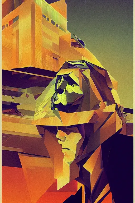 Image similar to soundwave trash bag and digital glitch head Edward Hopper and James Gilleard, Zdzislaw Beksisnski, higly detailed